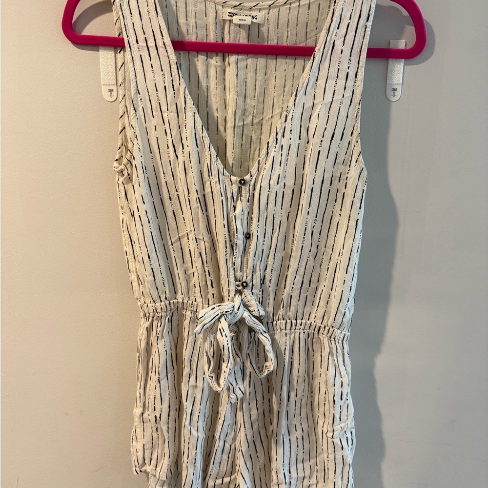 Billabong Cream and Black Striped Top